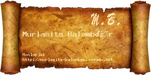 Murlasits Balambér névjegykártya